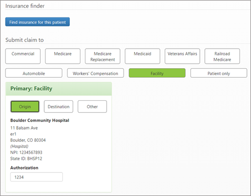 Change the primary facility to the correct facility.